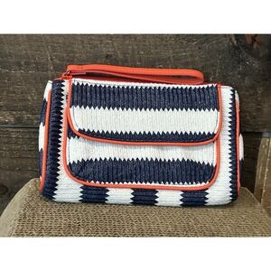 Vera Bradley Wristlet Navy White Striped‎ Clutch Wallet Travel Vacation